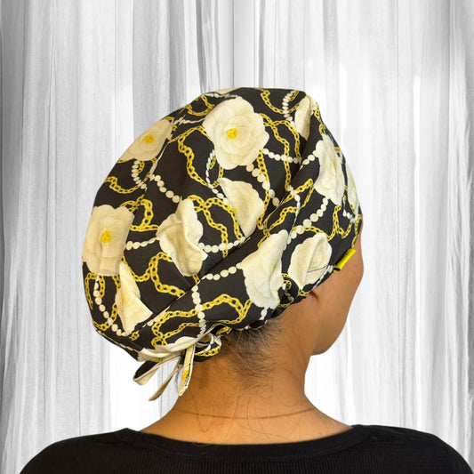 Boujie Camellia with Gold Chain and Pearls