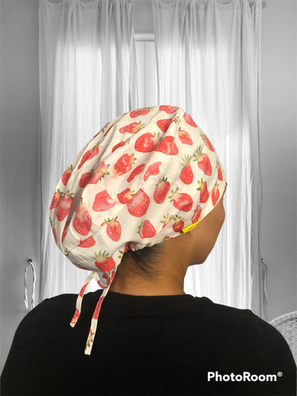 Strawberry watercolor Scrub Caps