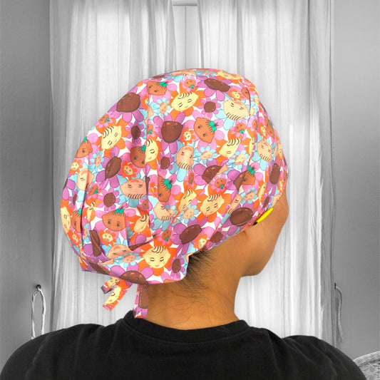 Groovy Retro Flower Power Babies Scrub Caps