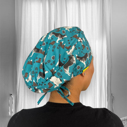 Husky dog  mens surgical scrub cap